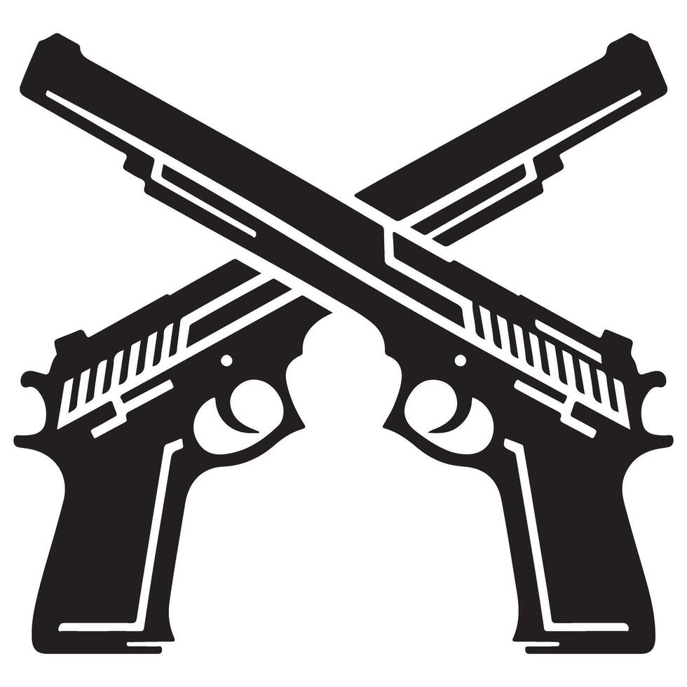 Crossed Pistols Illustration Symbolizing Conflict and Tactical Strategy vector