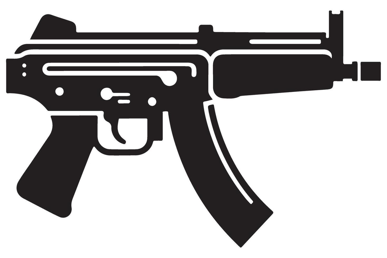 Compact Submachine Gun Black Silhouette Illustration Graphic Design vector
