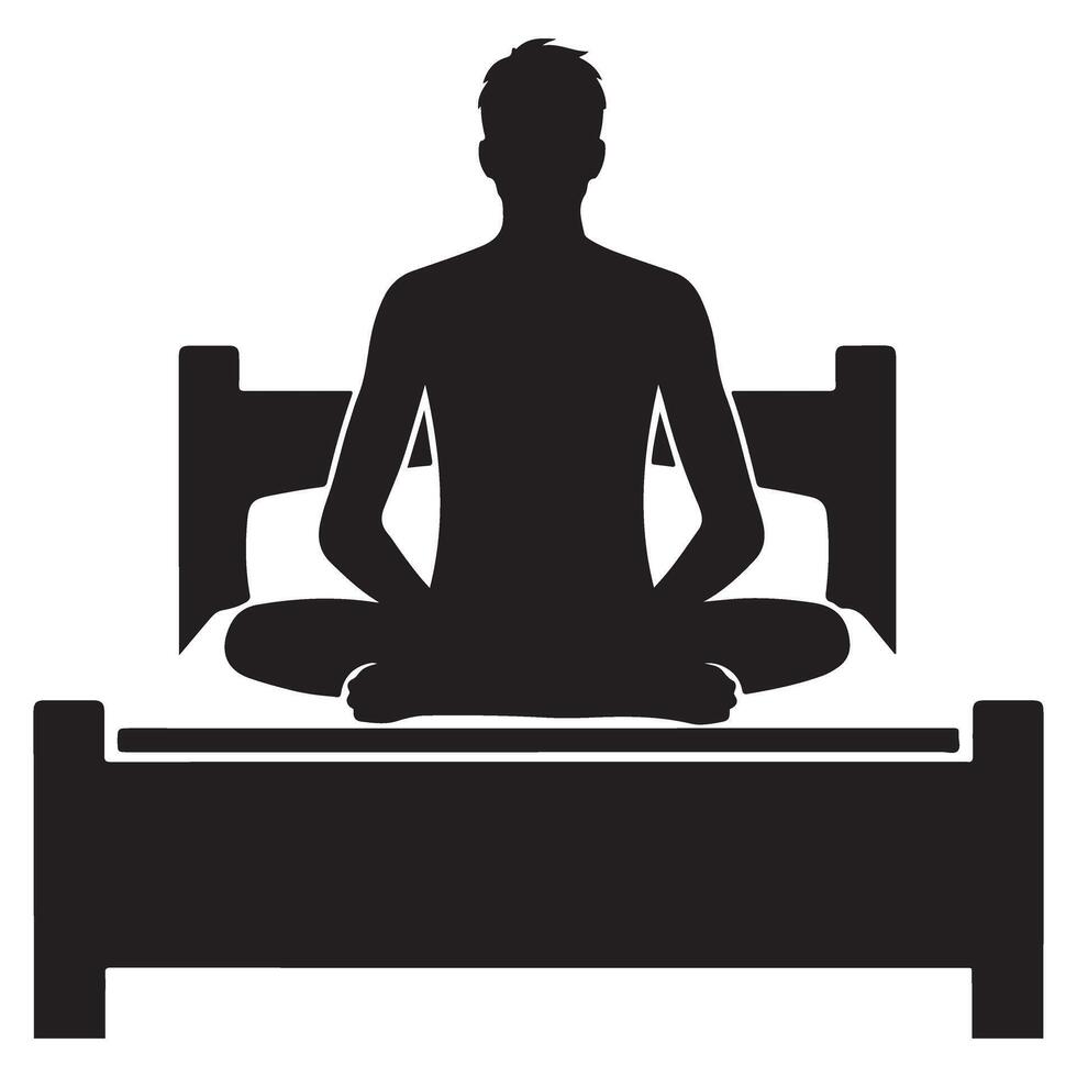 Man Meditating in Bed a Powerful Symbol of Relaxation and Inner Peace vector