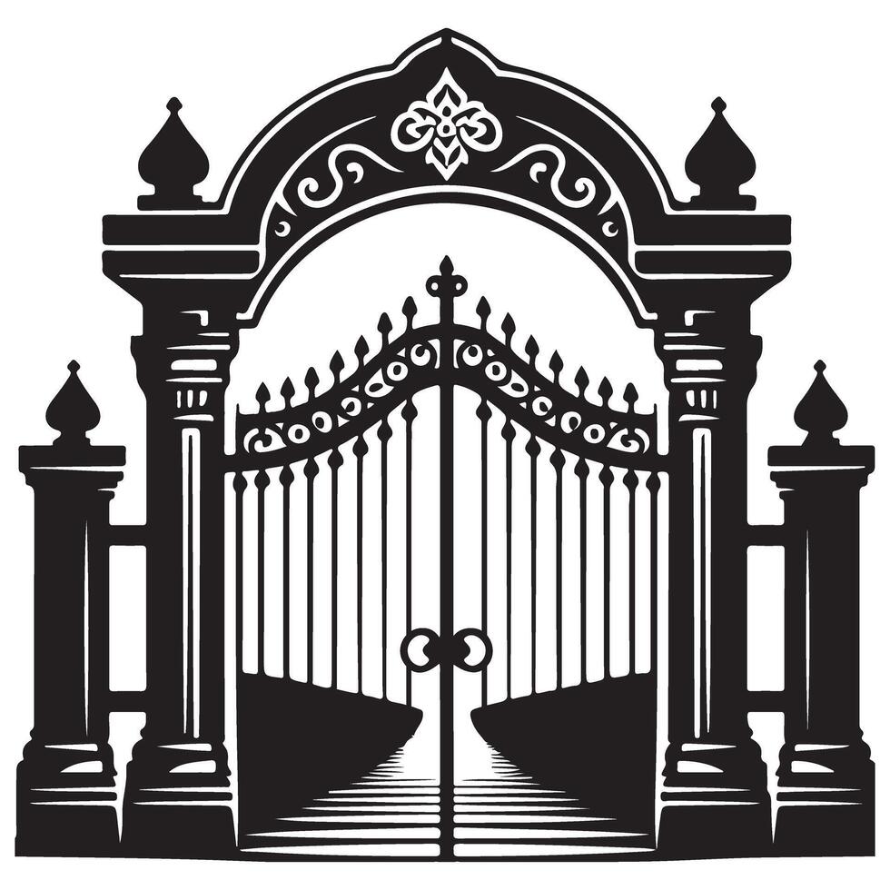 Grand Archway Gate Silhouette an Elegant Architectural Entrance Design vector