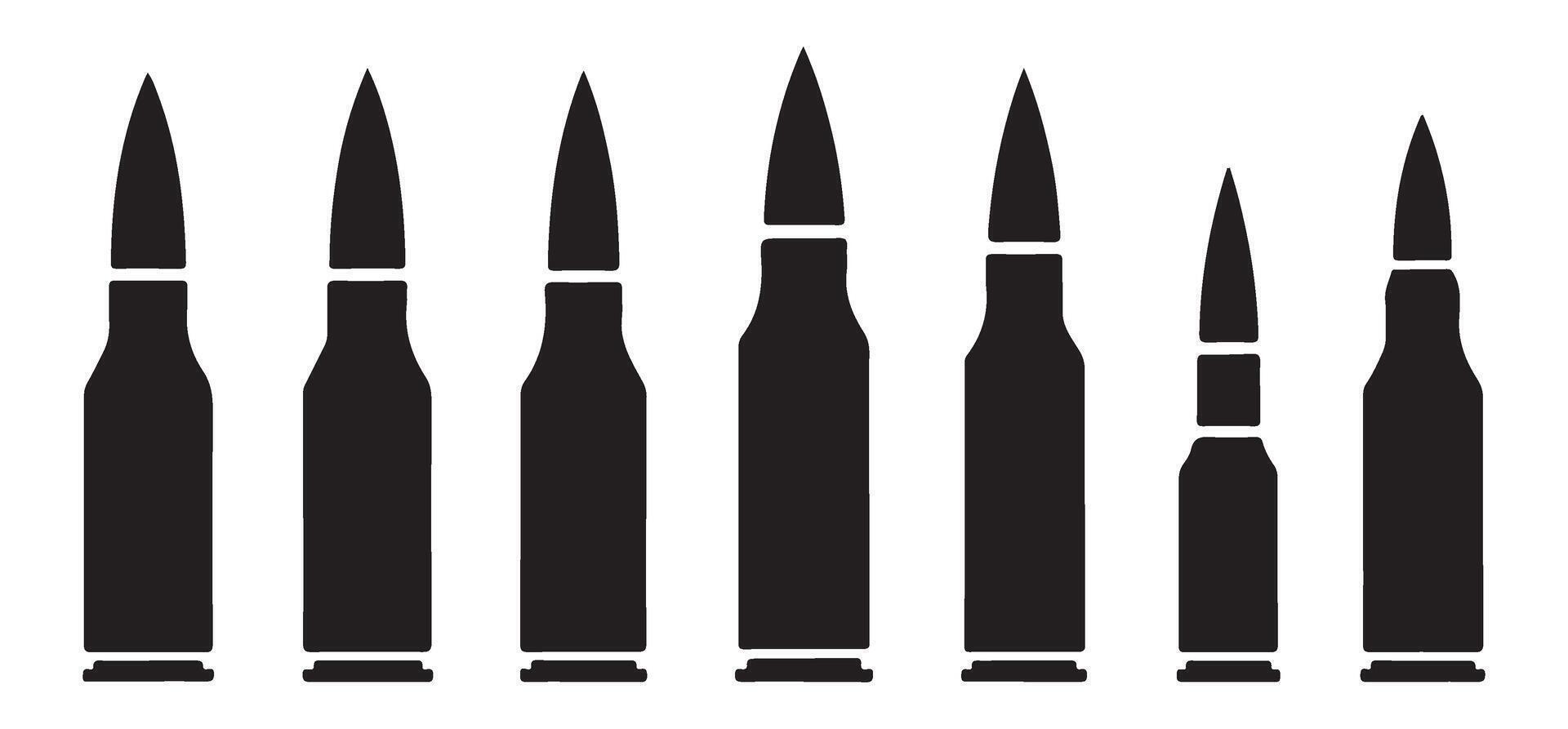 Silhouette Bullet Cartridge Collection for Ammunition Design vector
