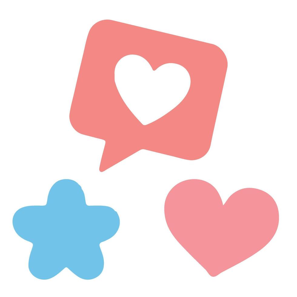 Heart and star social media like share engagement vector