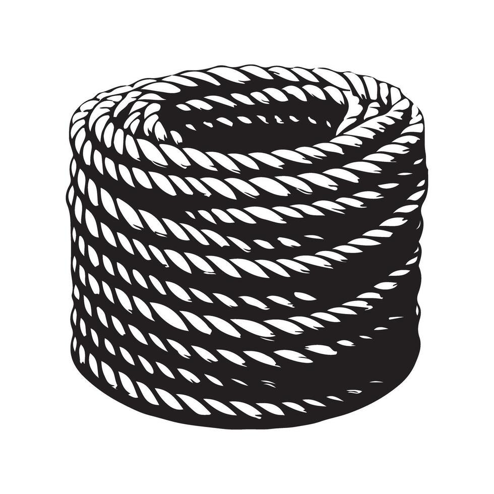 Coiled Rope Silhouette Illustration for Nautical and Industrial Designs vector