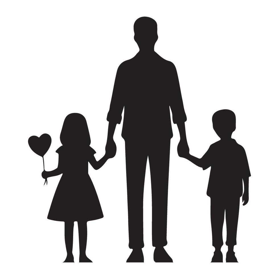 Silhouette Family Illustration Art for Parent Child Theme vector
