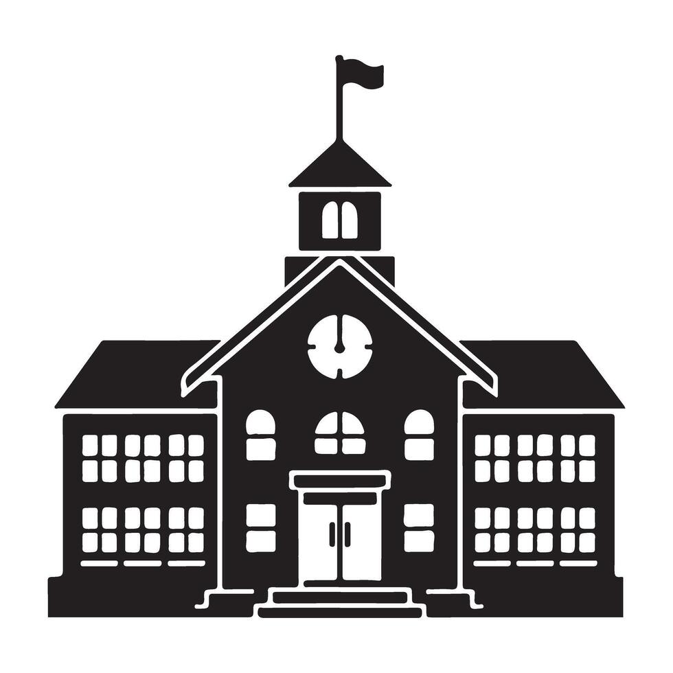 Classic School Building Illustration Design Education Learning Silhouette vector