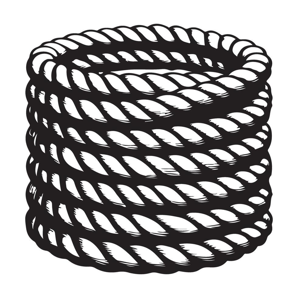 Stacked Rope Illustration Coil Of Marine Rope Silhouette vector