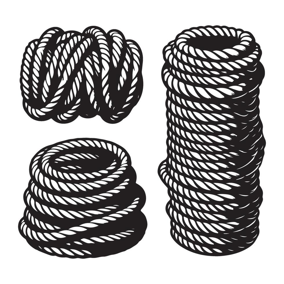 Assorted rope coils illustration for nautical themes usage vector
