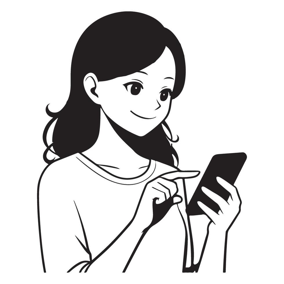Woman Using Smartphone Illustration for Technology and Communication vector