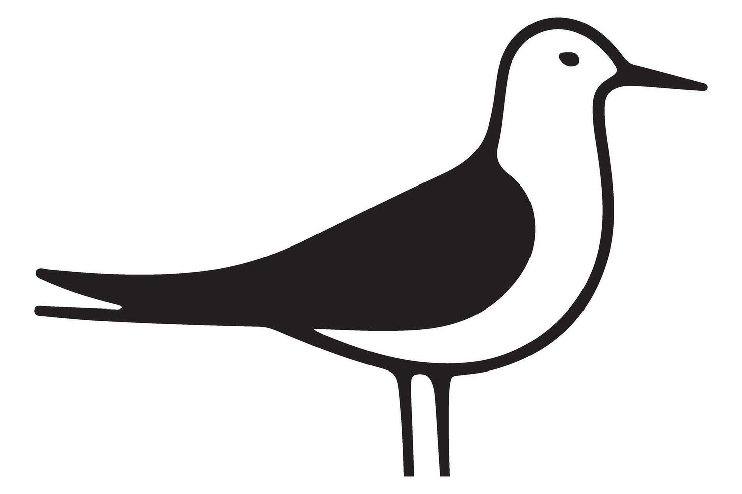 Simple Bird Silhouette Illustration of Seagull Standing Alone vector