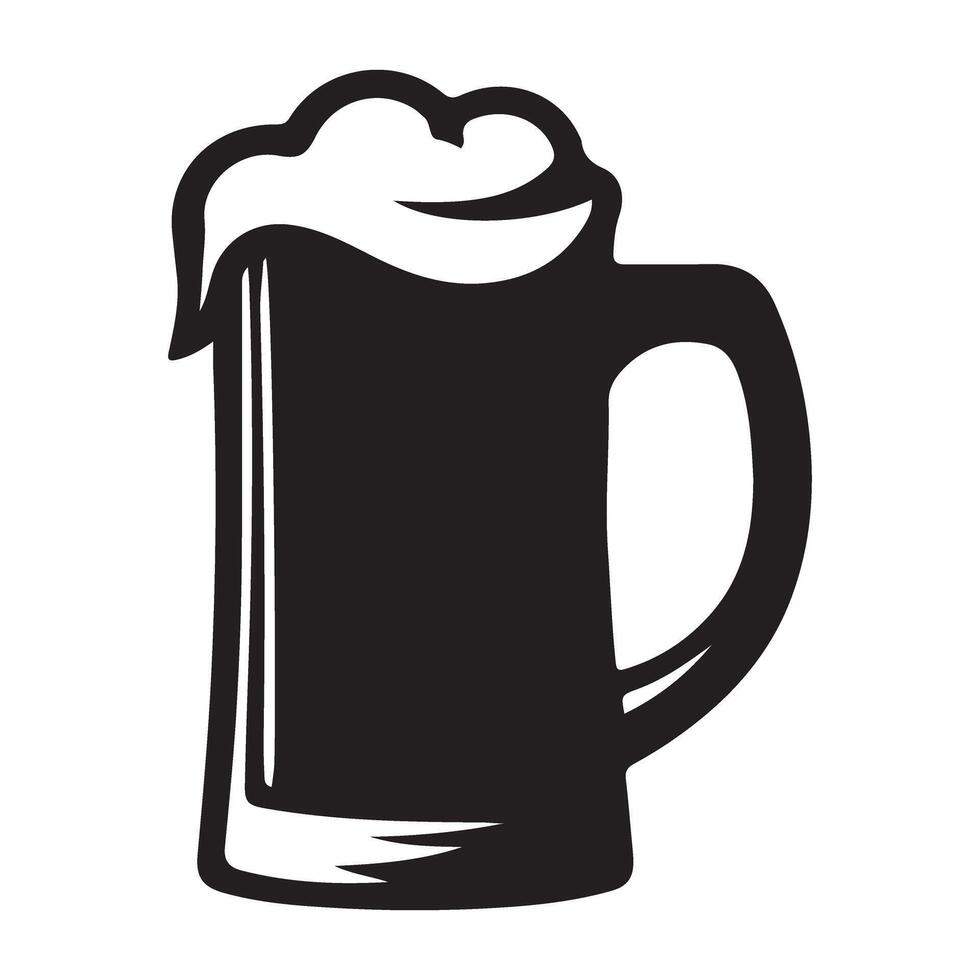 Classic Beer Mug Silhouette for Drink Related Graphics vector