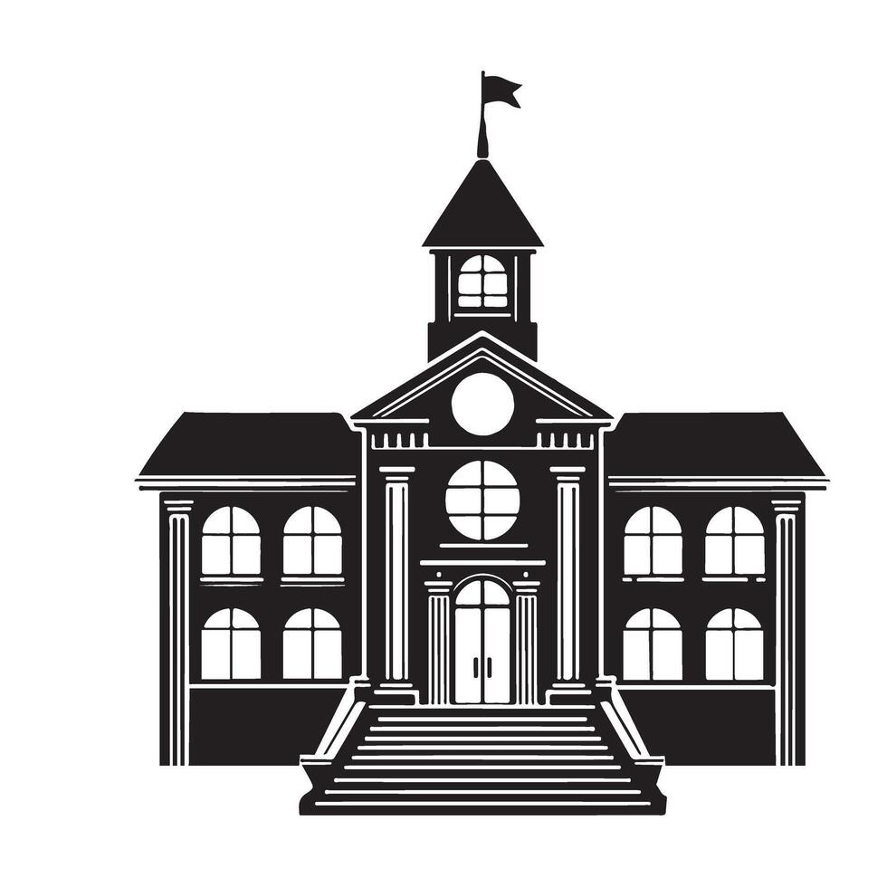 Classic School Building Silhouette Illustration for Education Projects vector