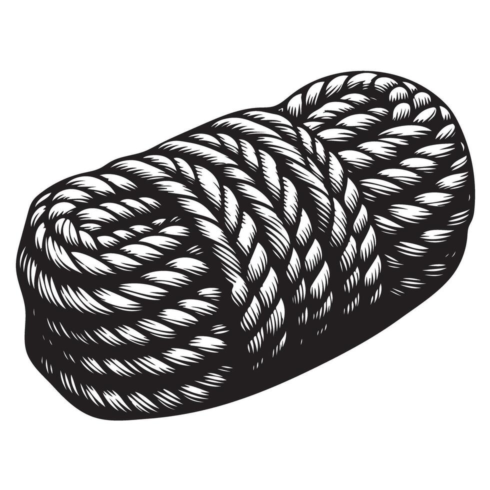 Silhouette Coil of Rope Art Nautical Maritime Illustration vector
