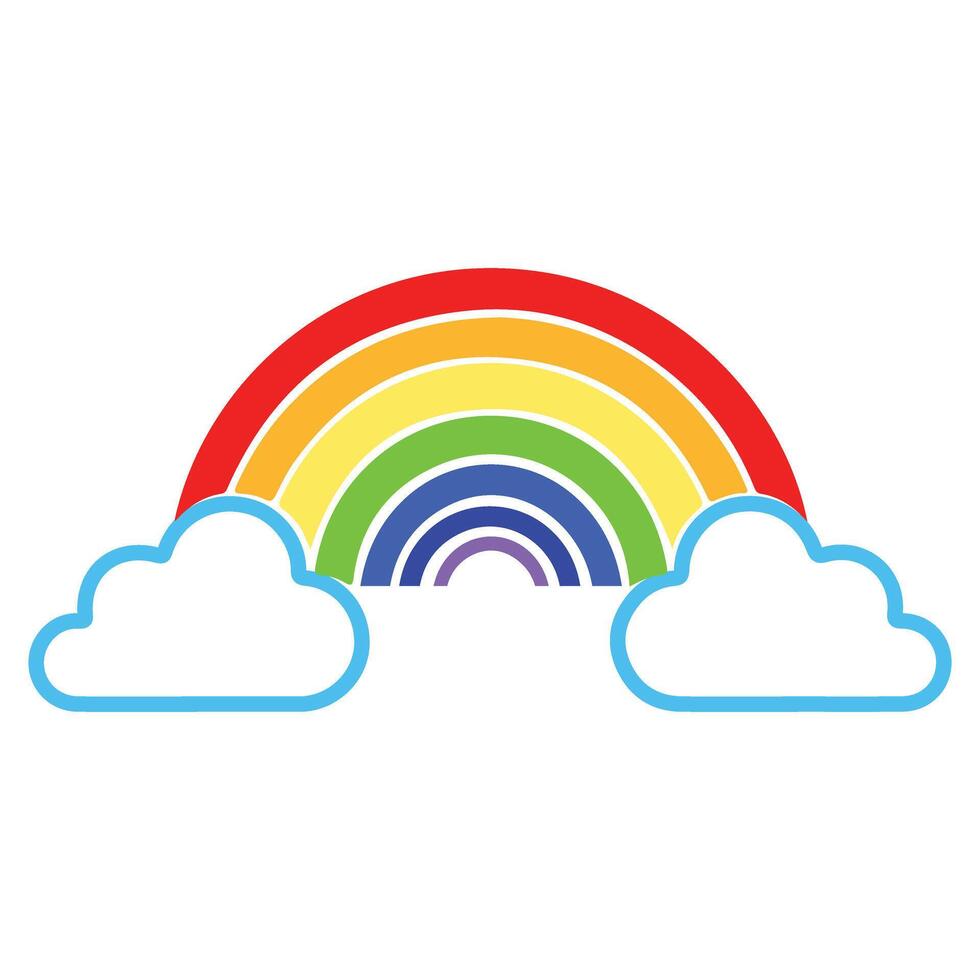 Rainbow with Clouds Illustration Colorful Arc Sky Weather vector