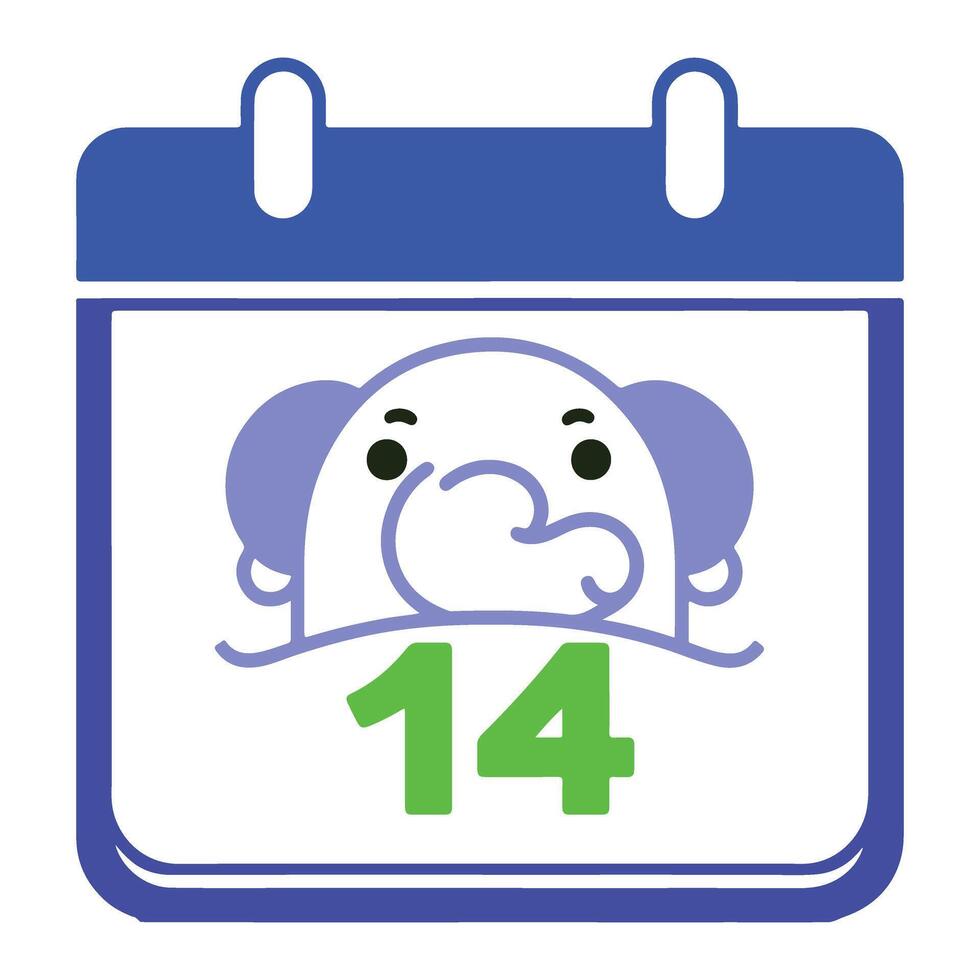 Fourteenth day of the month calendar icon graphic design vector
