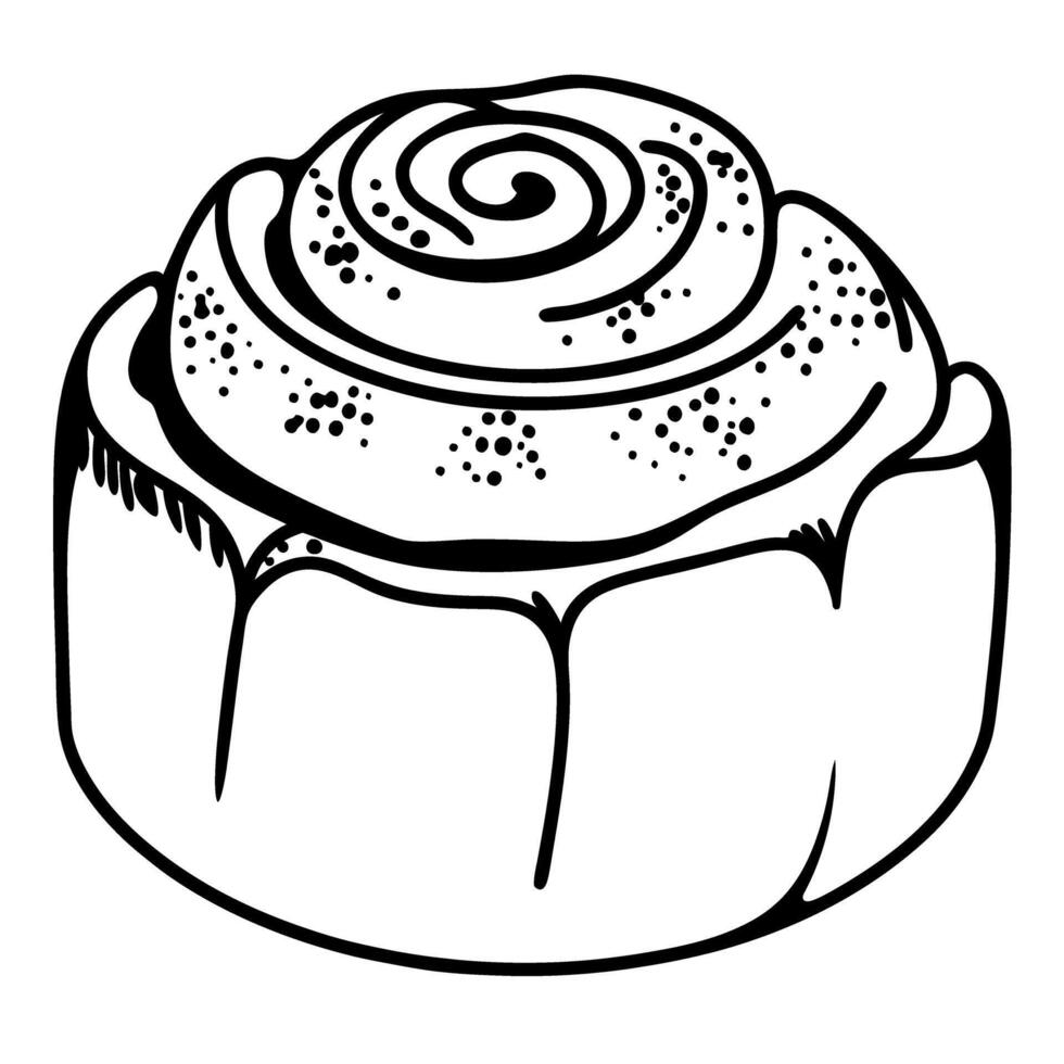 outline of cinnamon roll swirled pastry design, bakery sweet, dessert illustration vector