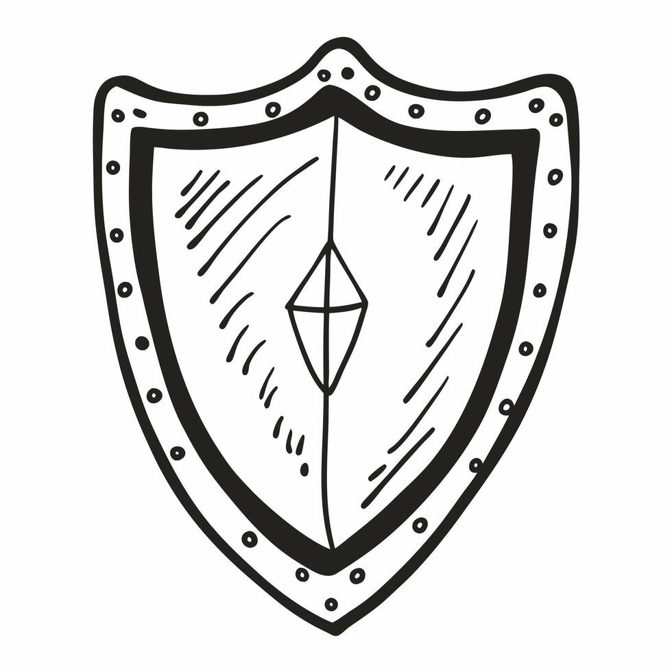 Hand Drawn Shield Illustration Vintage Heraldic Art vector