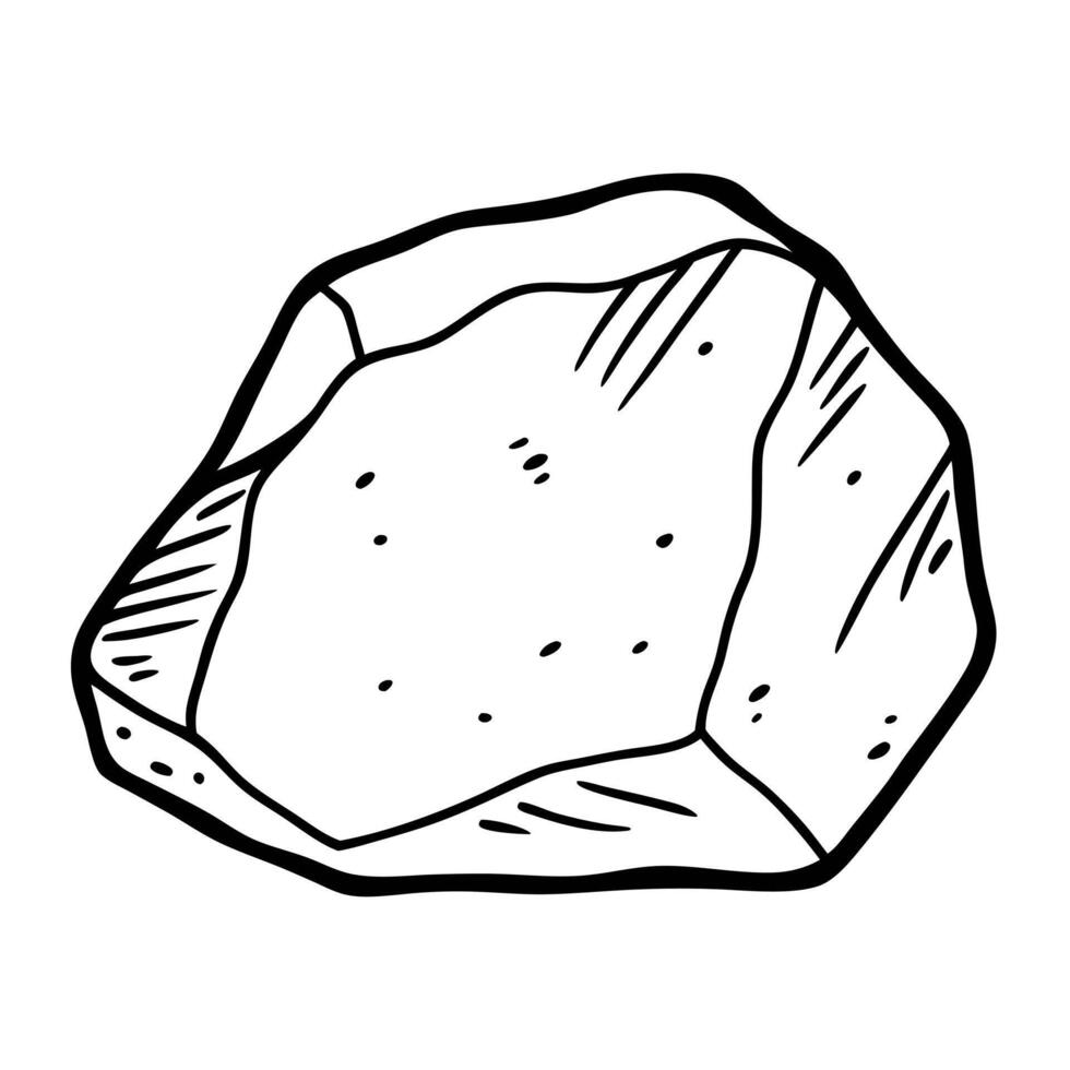 Solid Stone Illustration Hand Drawn of a Single Rock for Nature and Geology Themes vector