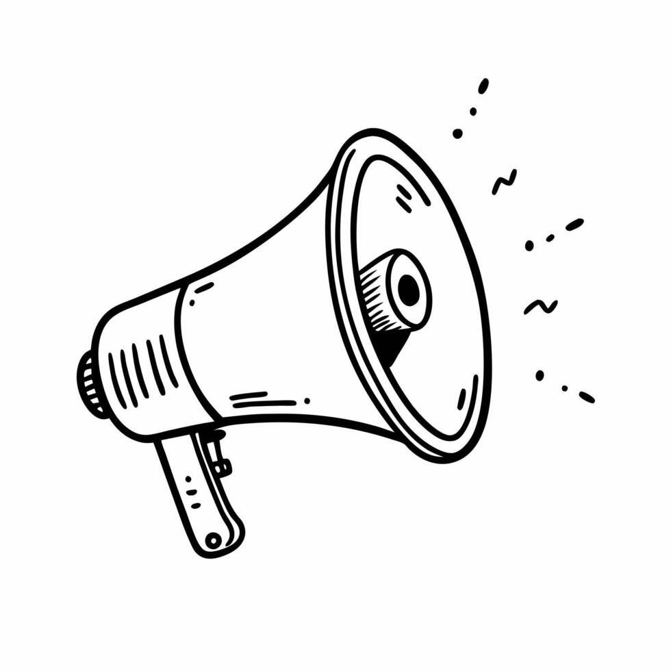Hand Drawn Megaphone Illustration for Communication Designs vector