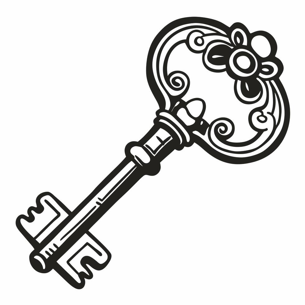 Vintage Ornate Skeleton Key Illustration for Classic Design Projects vector