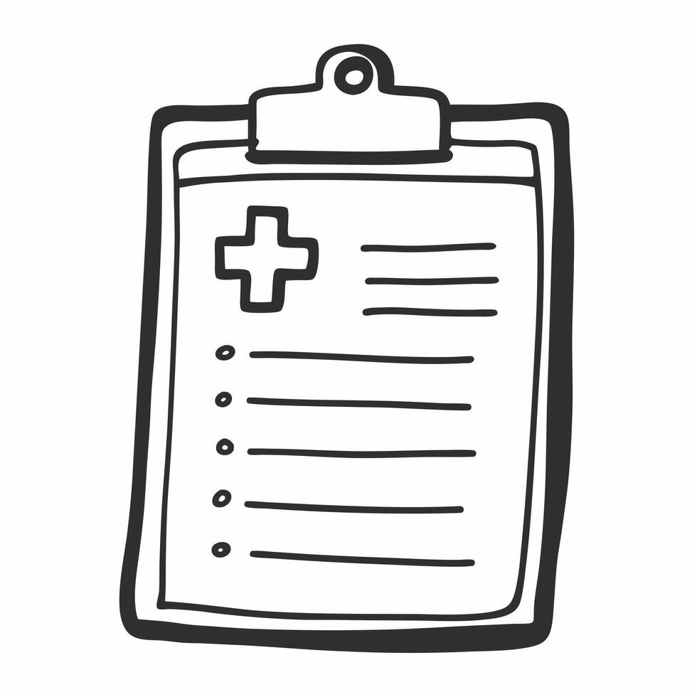 Hand drawn Medical Clipboard with Checklist Icon for Health and Medicine Illustrations vector