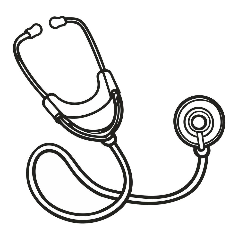 Medical Stethoscope Line Art Illustration for Healthcare Design Projects vector