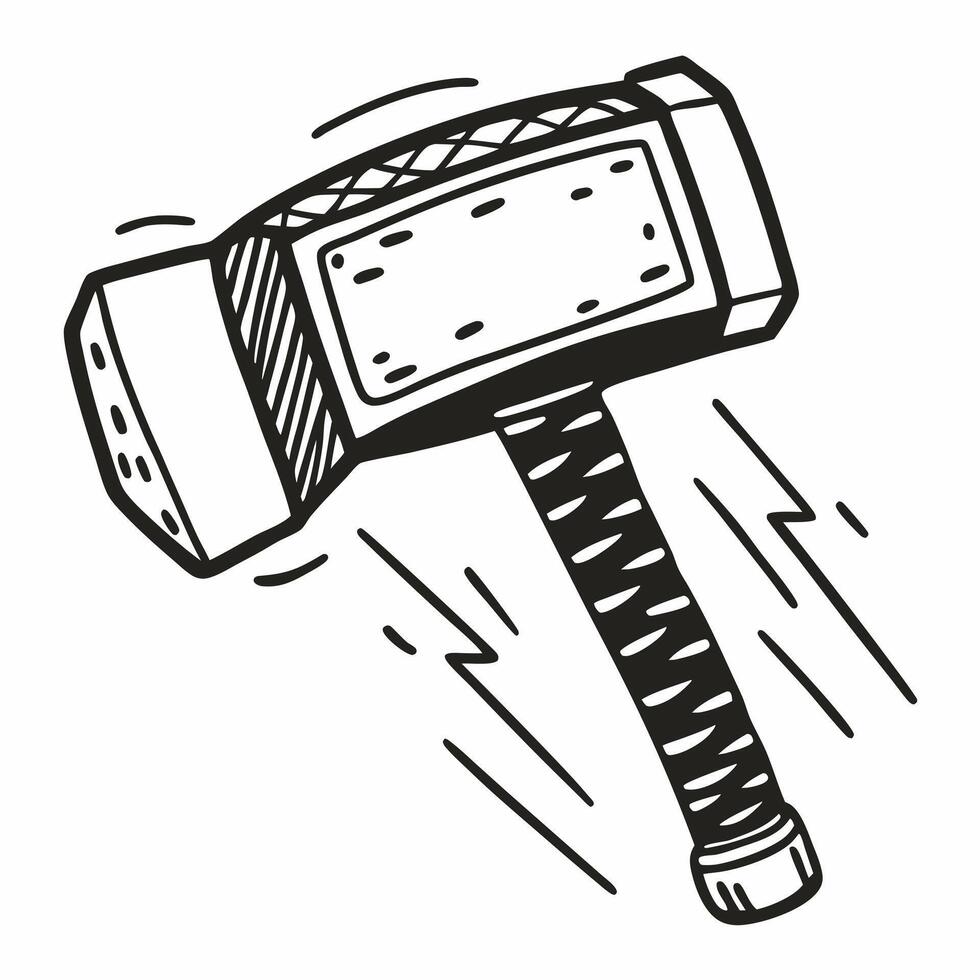 Hand Drawn Cartoon Hammer Dynamic Illustration for Construction and DIY Themes vector