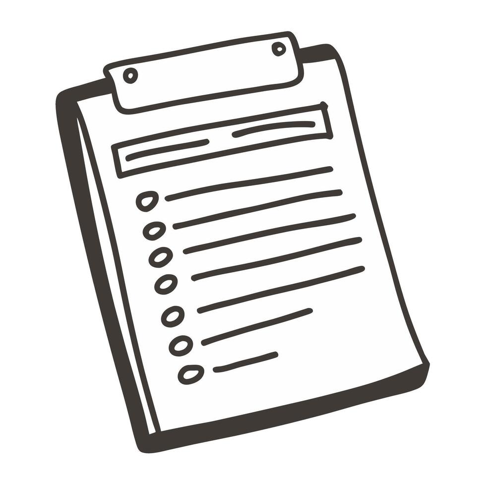 Hand Drawn Clipboard with Checklist Illustration vector