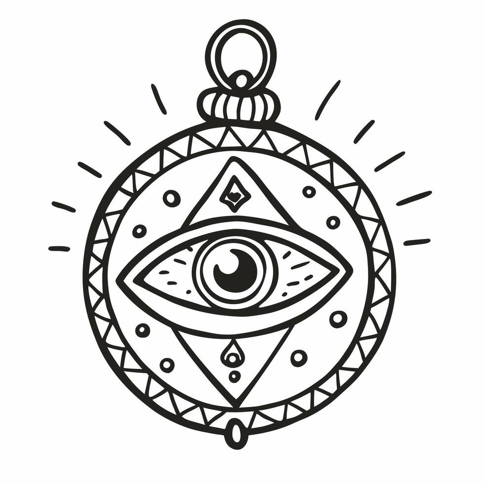 Mystical Eye Amulet Illustration with Geometric Design vector