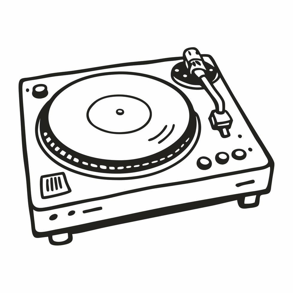 Vintage Turntable Illustration Classic Vinyl Record Player Design vector