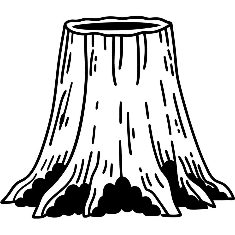 Tree stump illustration with exposed roots nature, forest impact, deforestation concept vector