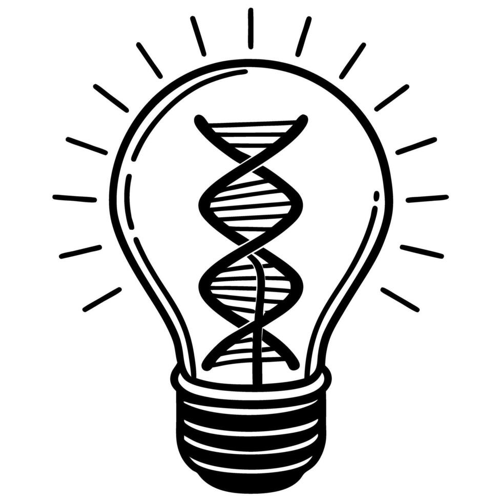 Genetic innovation concept dna helix in light bulb represents science and creativity vector