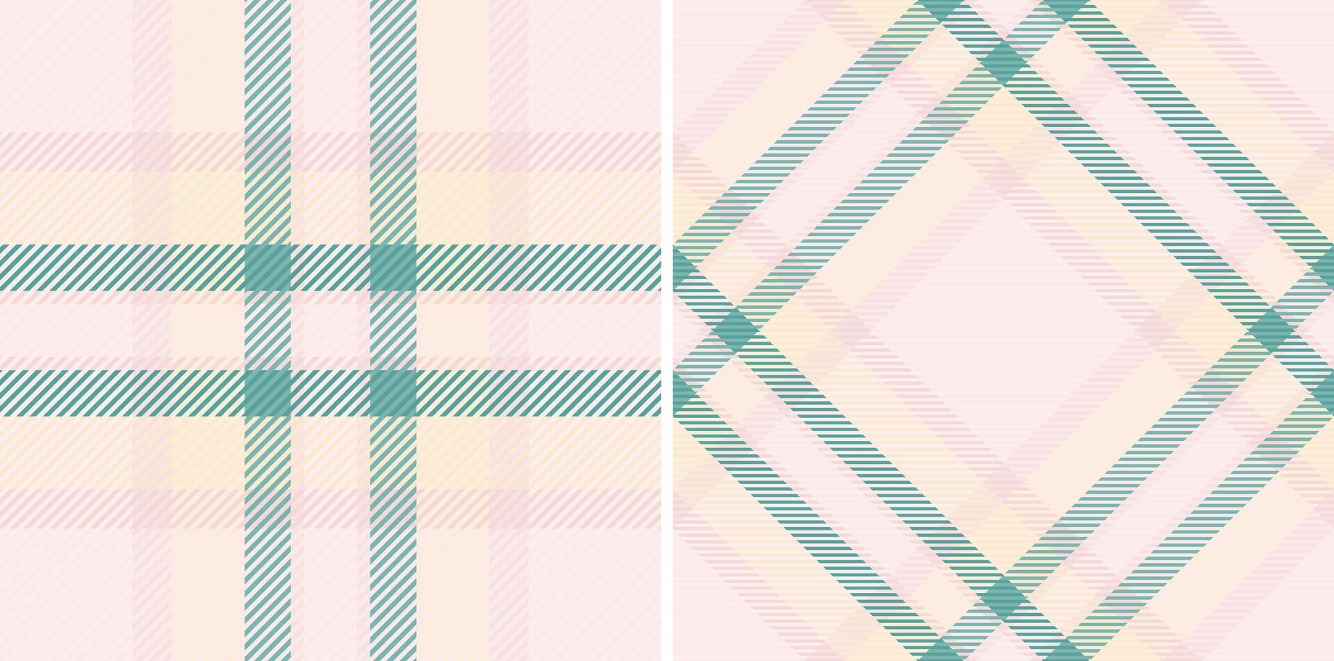 Tartan background textile of seamless check with a plaid texture fabric pattern. Set in pastel colors in current fashion trend. vector