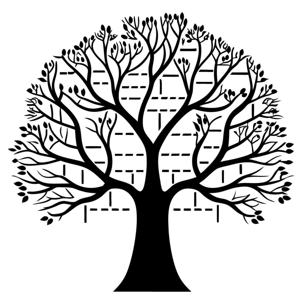 Conceptual tree illustration with branching pattern and dashed lines, symbolizing growth, connection, structure vector