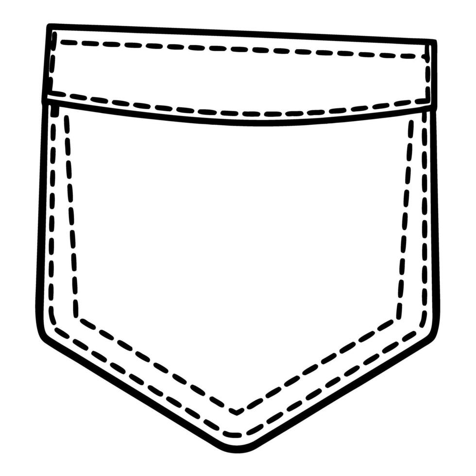 Stylized pocket illustration with bold outline minimalist fashion design and clothing concept vector