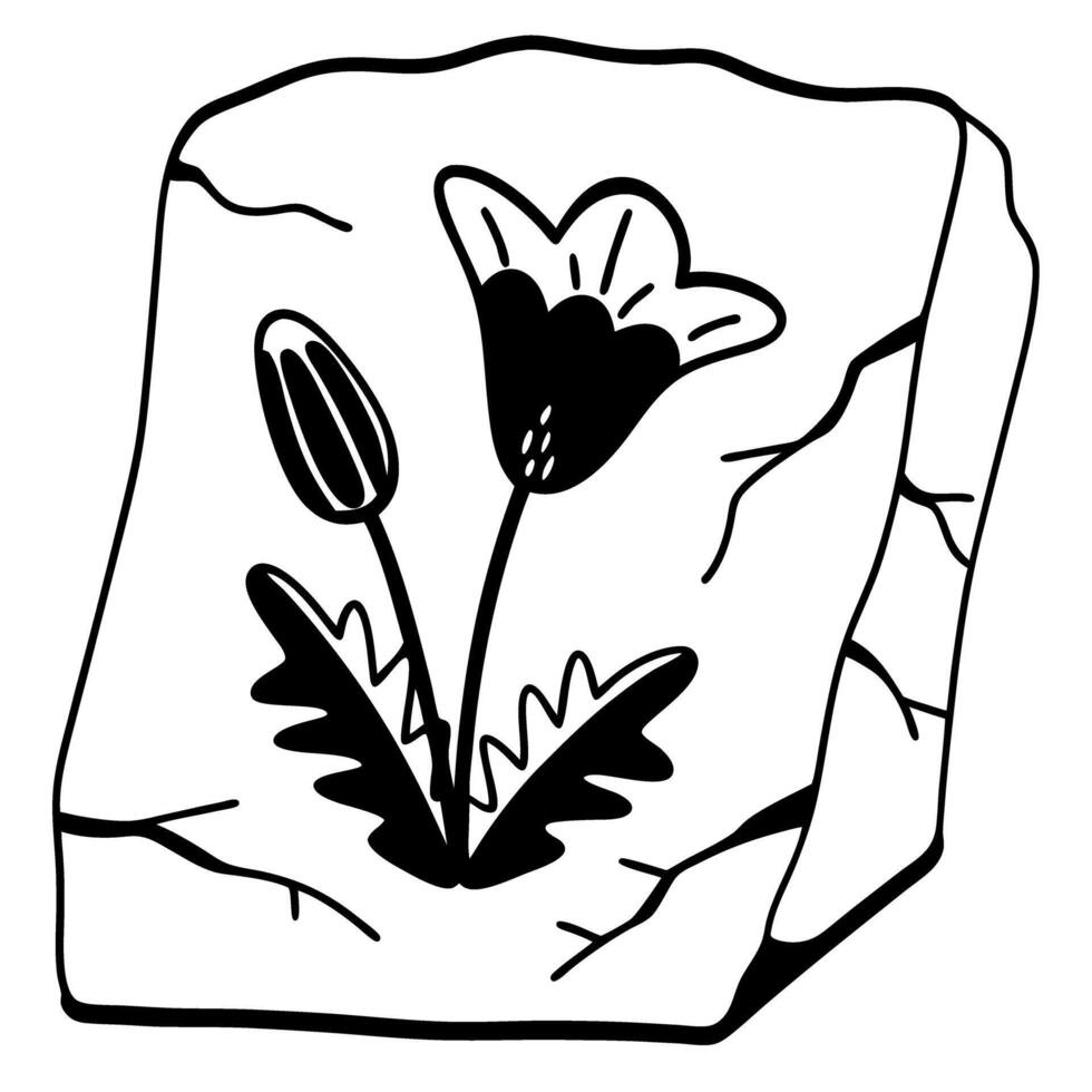 ancient floral carving on stone, intricate flower motif, historical artifact with cultural significance vector