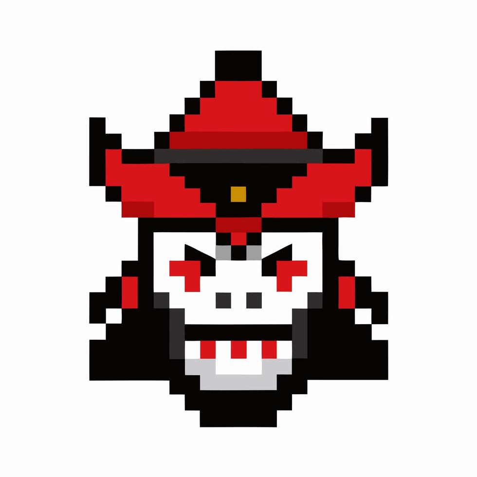 8bit head Pixel Art Pirate Skull in Vintage Retro 8 Bit