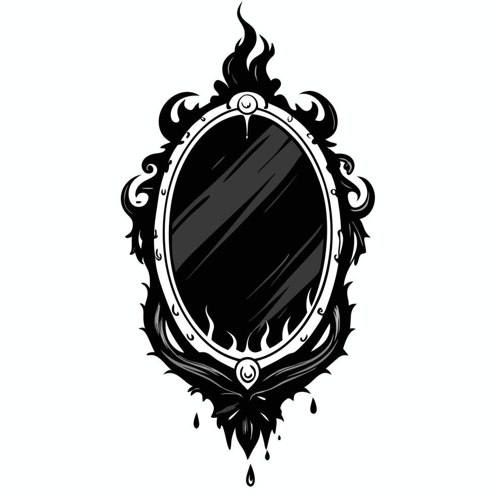 Vintage Gothic Mirror with Ornate Baroque Frame for Dark Themed Design vector