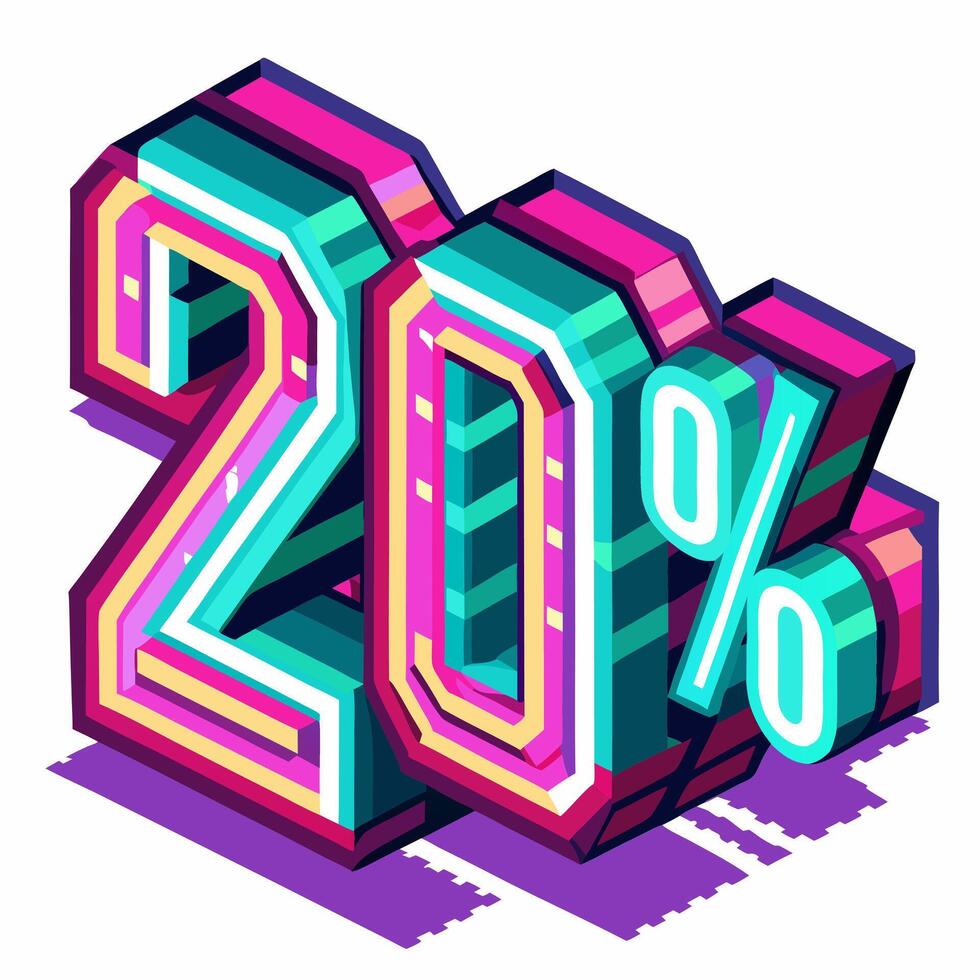 Colorful Isometric 20 Percent Discount Illustration vector