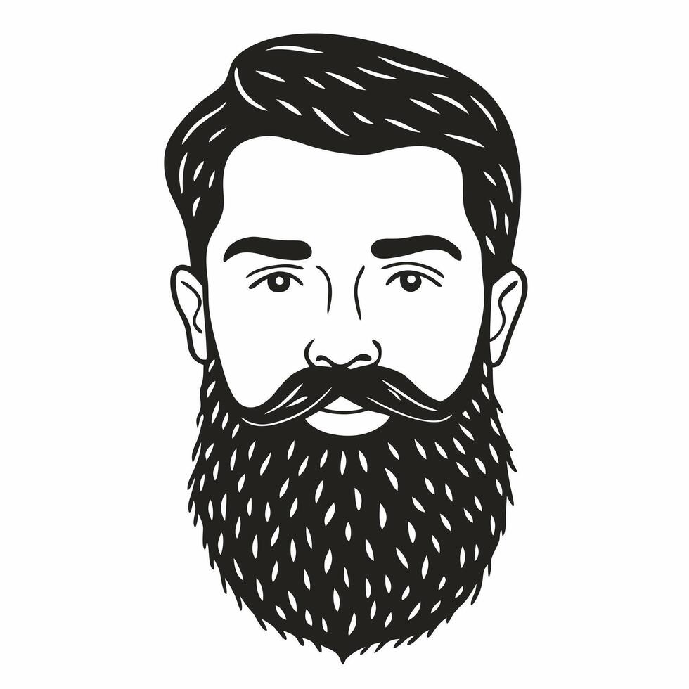 Hipster Beard Illustration with Classic Mustache Style vector