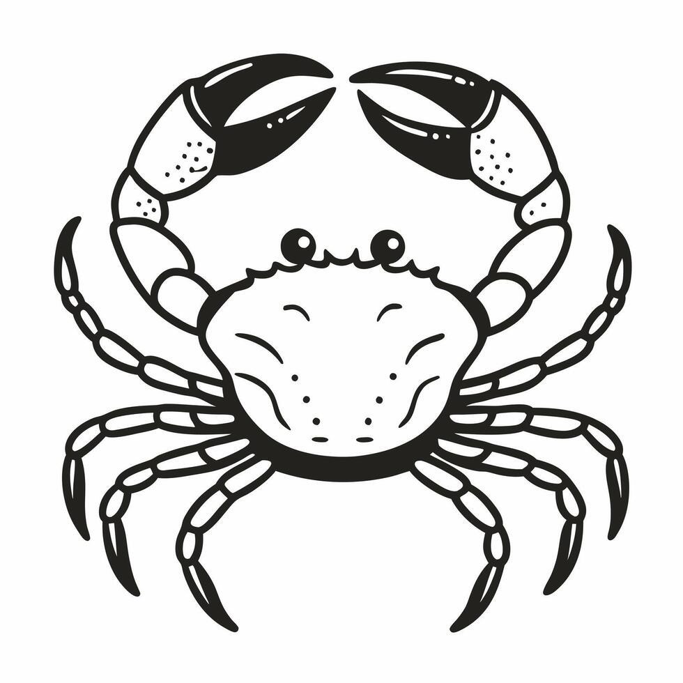 Black and White Crab Illustration Detailed Art of Marine Life vector