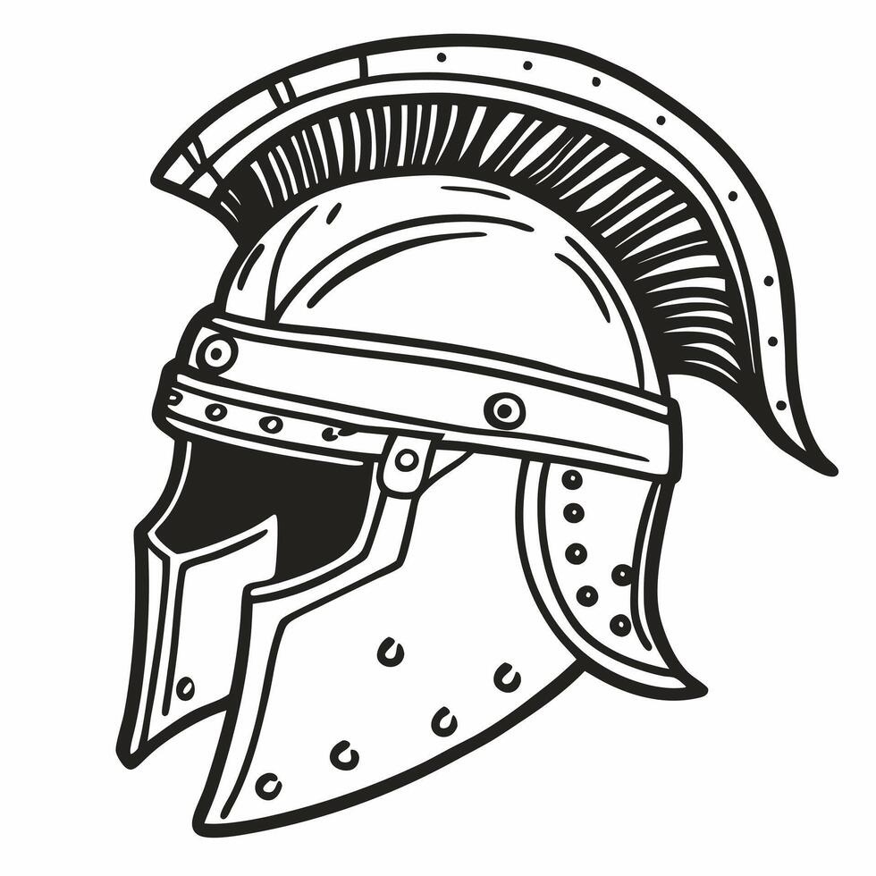 Illustration of a Classic Roman Gladiator Helmet with Detailed Design vector