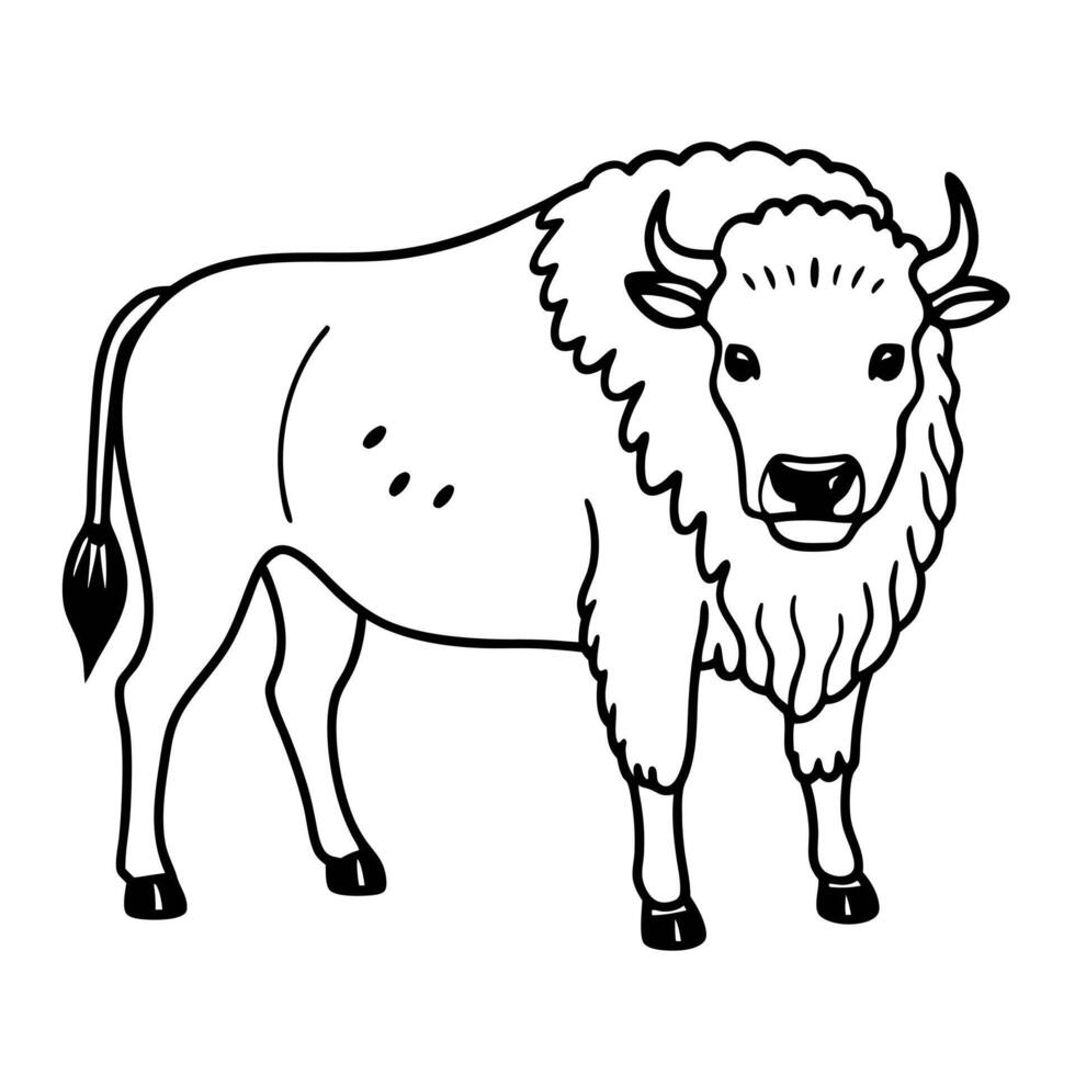 Monochrome Bison Illustration Detailed Black and White Animal Artwork vector