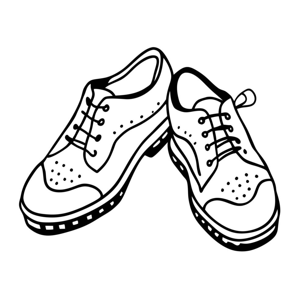 Black and White Illustration of Classic Brogue Shoes in Detailed Line Art vector
