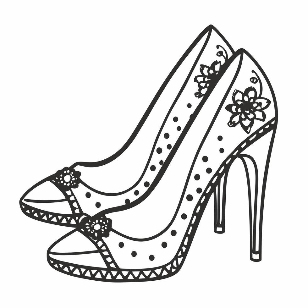 Elegant High Heel Shoes with Floral Design Illustration for Fashion Concepts vector