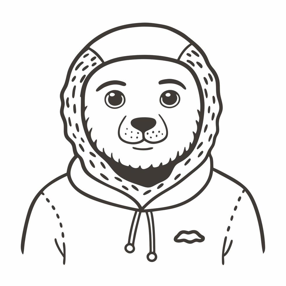 Retro Bear in Hoodie Illustration Quirky Animal Fashion Design vector