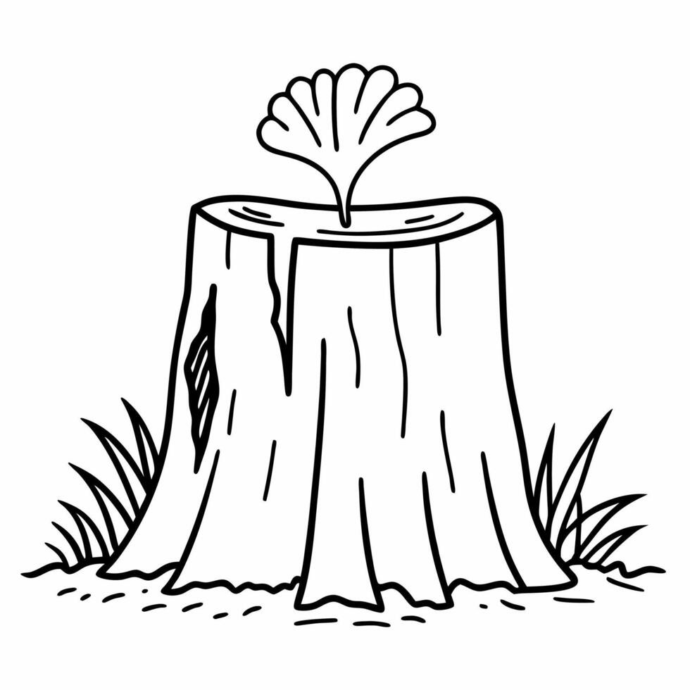 Tree stump with carved heart, nature survival, growth symbol, life cycle vector