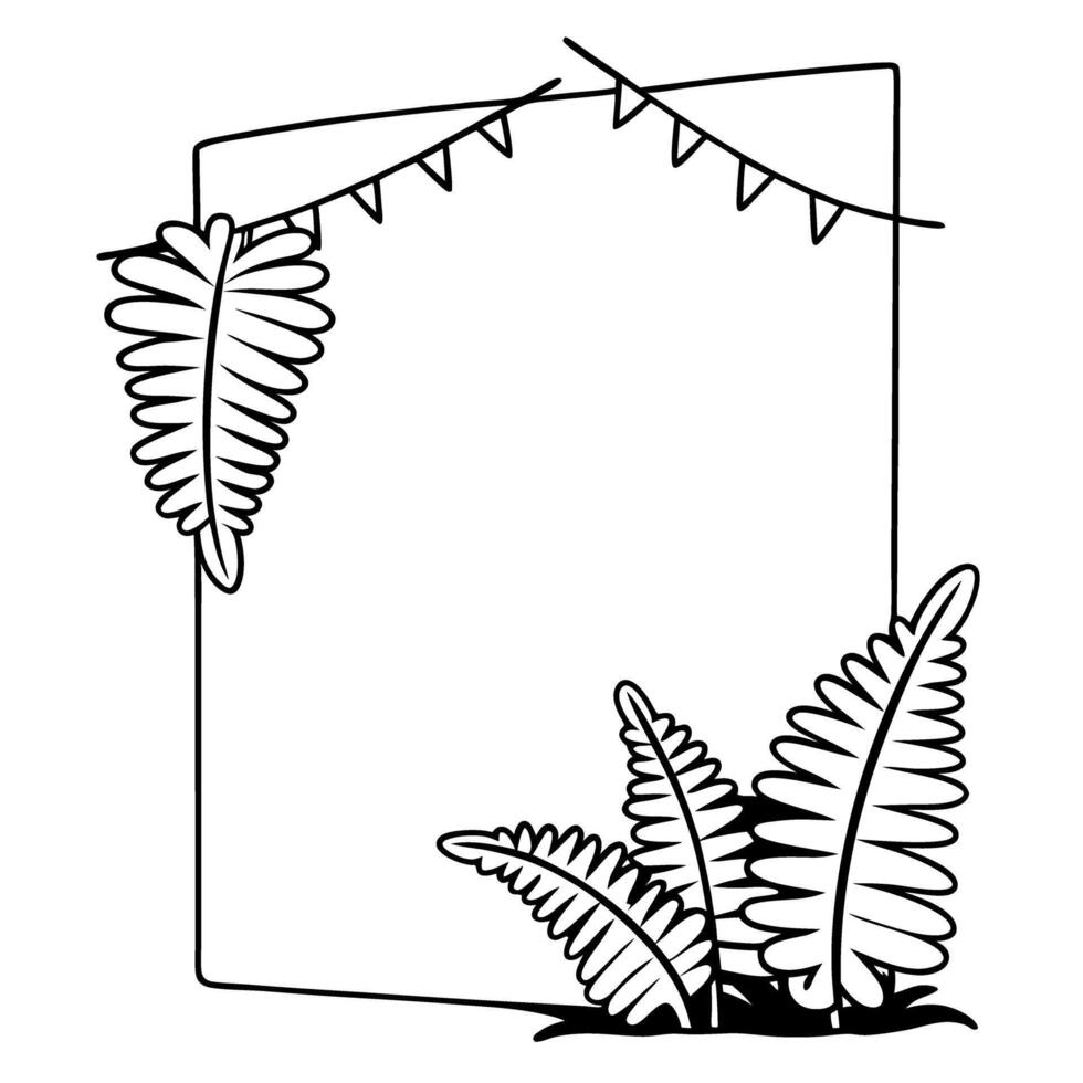 Decorative floral frame with leaves and bunting design vector