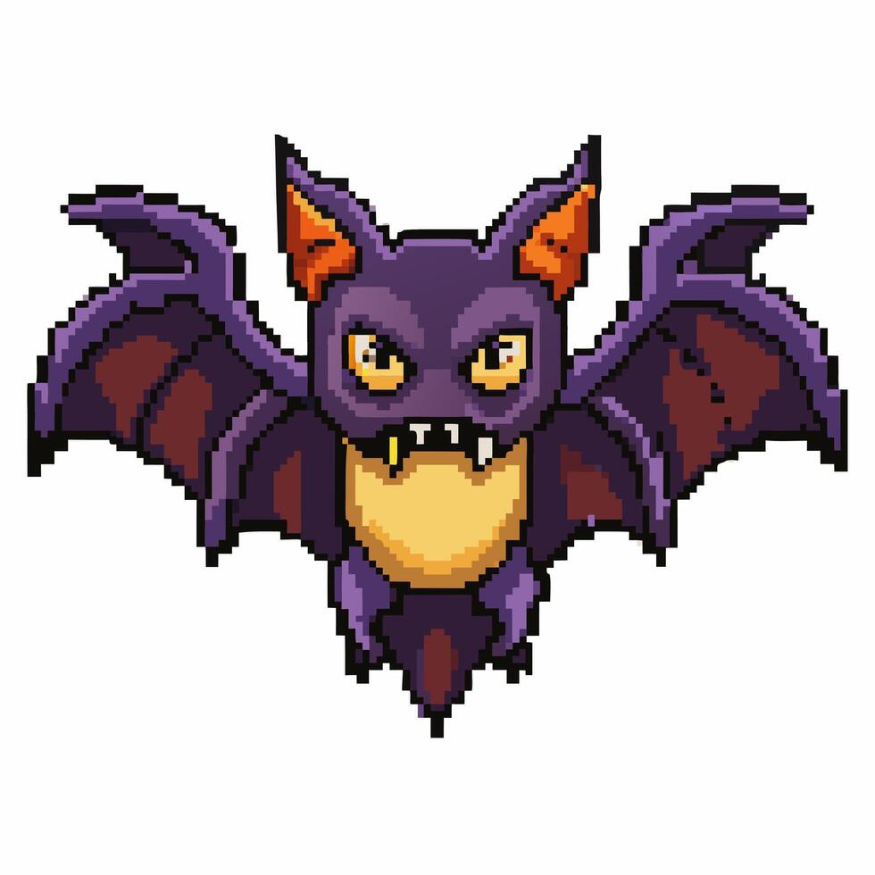 Retro Pixel Art Bat Character 8 bit Flying Creature Illustration for Games vector