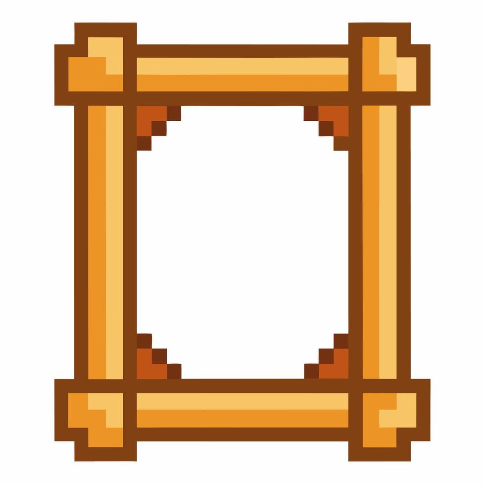 Pixel Art Wooden Frame Icon Retro 8 bit Styled Placeholder for Vintage Game Graphics vector