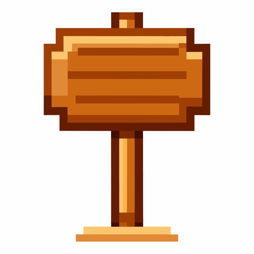 Pixel Art Wooden Signpost Retro 8 Bit Design for Games and Digital Art vector